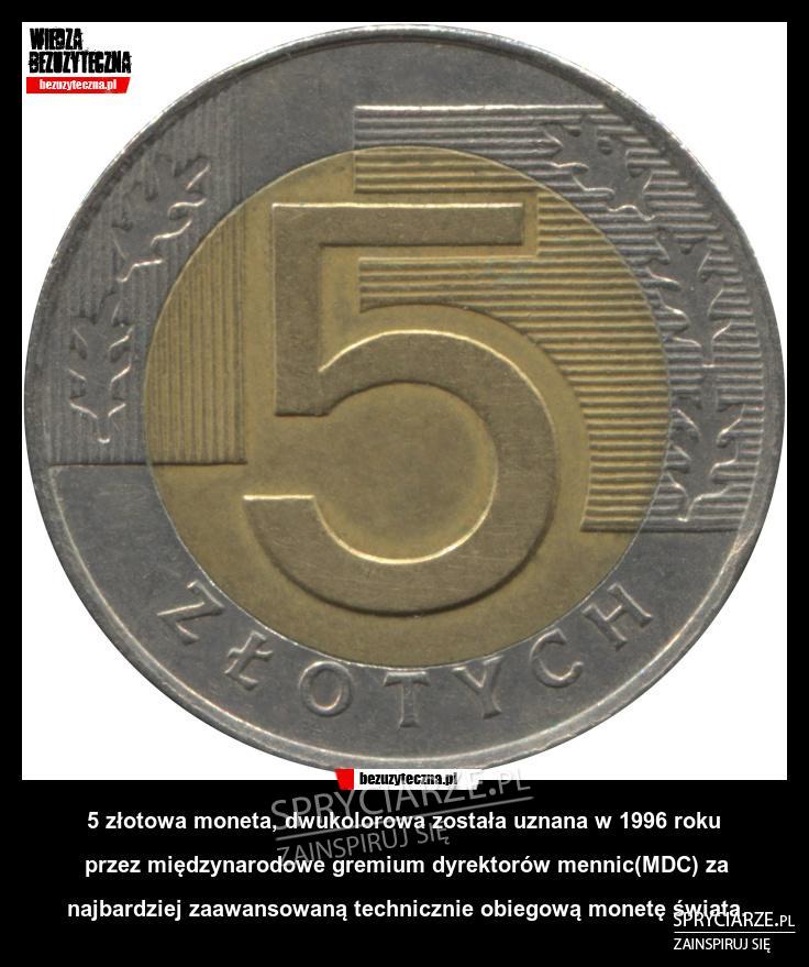 5 zlotowa moneta dwukolorowa