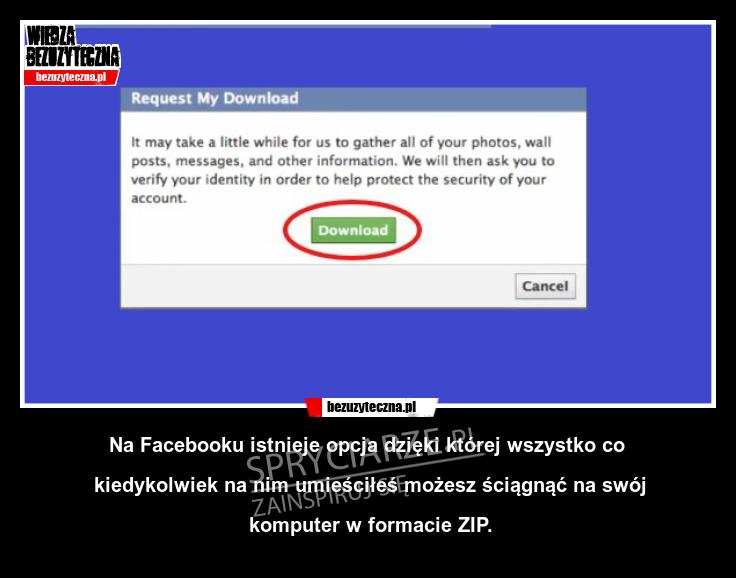 Zip opcja na Facebooku