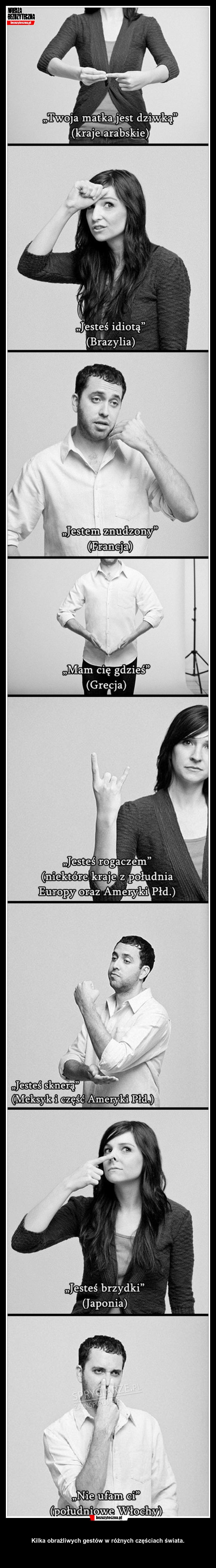 Obraźliwe gesty w innych krajach