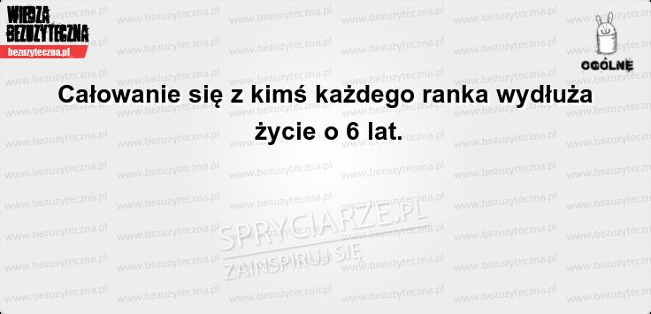 Całowanie z rana przedłuża żaycie