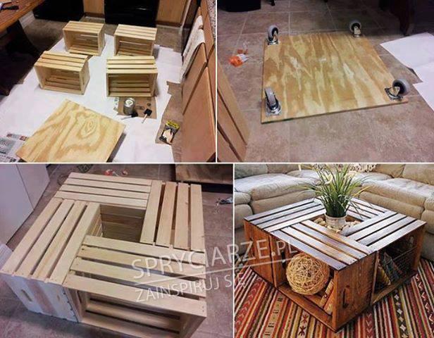 Jak zrobić stolik z drewnianych skrzynek