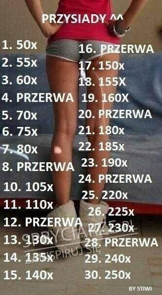 Przysiady i miesięczna rozpiska treningu