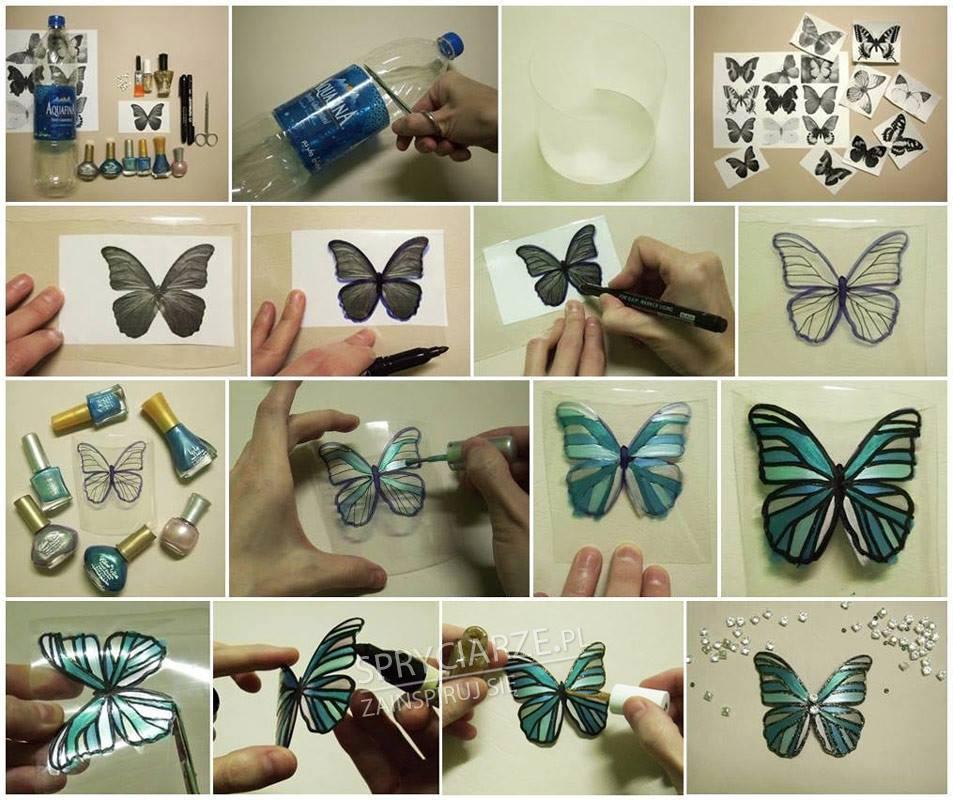 Piękne motyle zrobione z plastikowych butelek