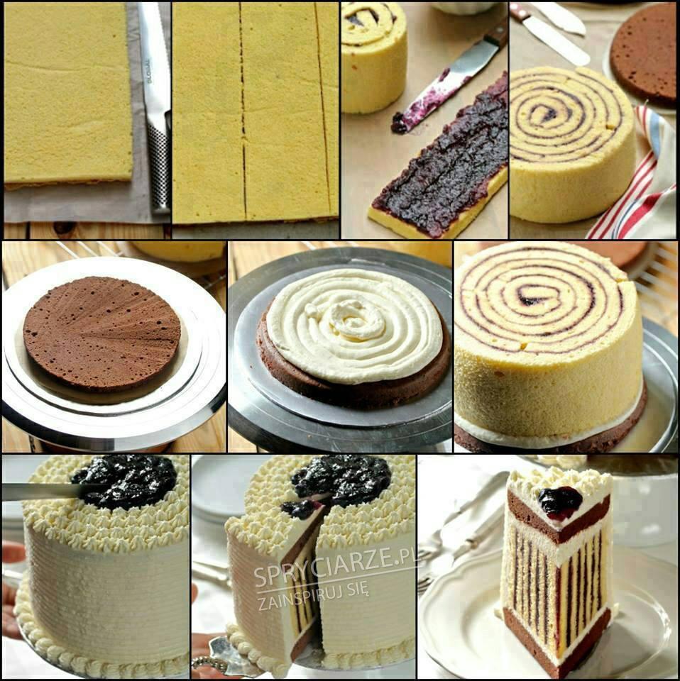 Pomysł na tort z paskami w środku