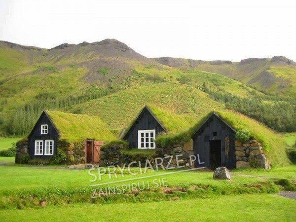 Domki pokryte trawą