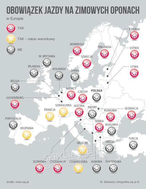 Zimowe opony w Europie: gdzie trzeba ich używać?