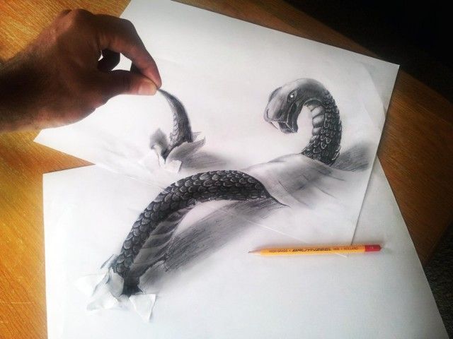 Piękny rysunek węża 3D
