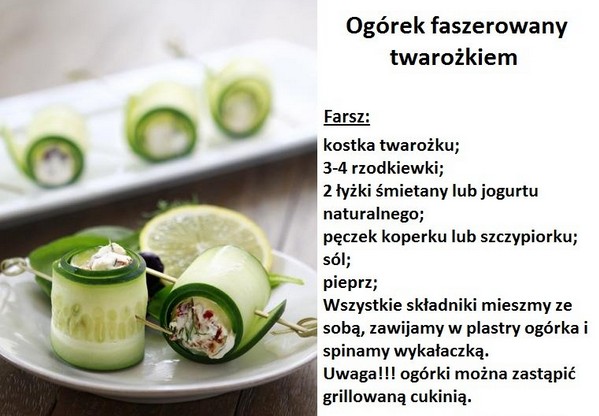 Ogórek faszerowany z twarożkiem - przepis