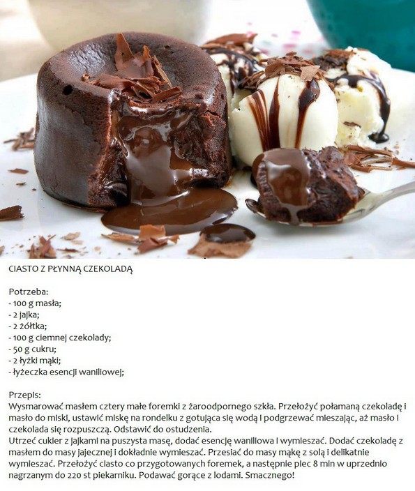 Przepis na ciasto z płynną czekoladą 