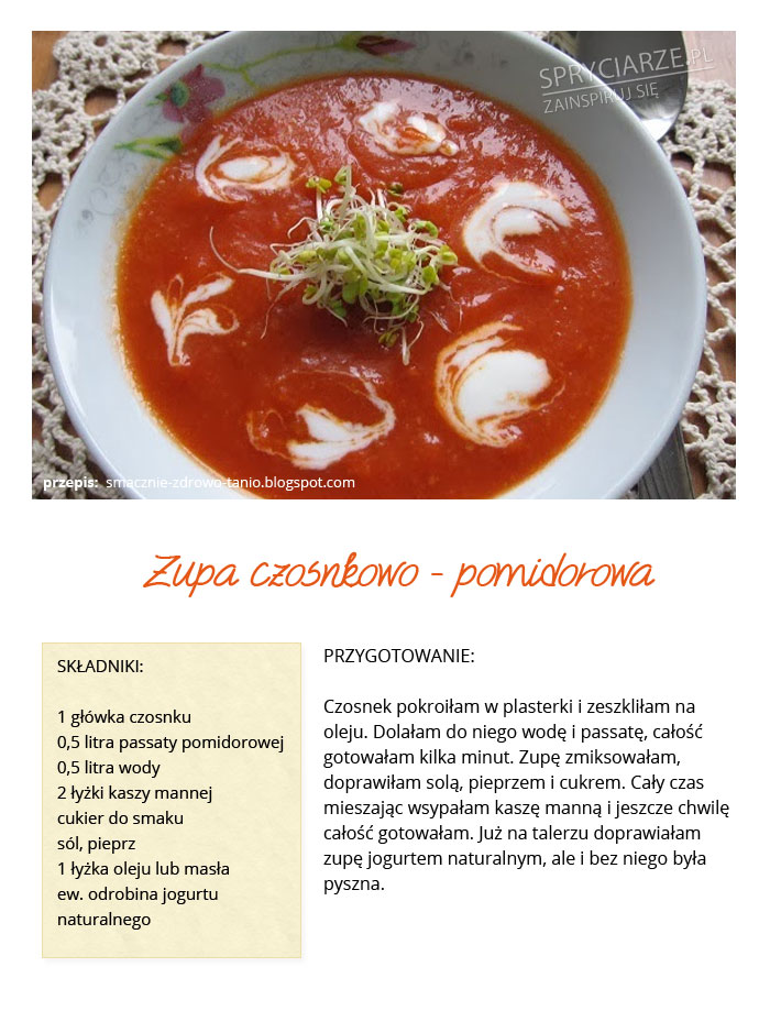 Zupa czosnkowo - pomidorowa 