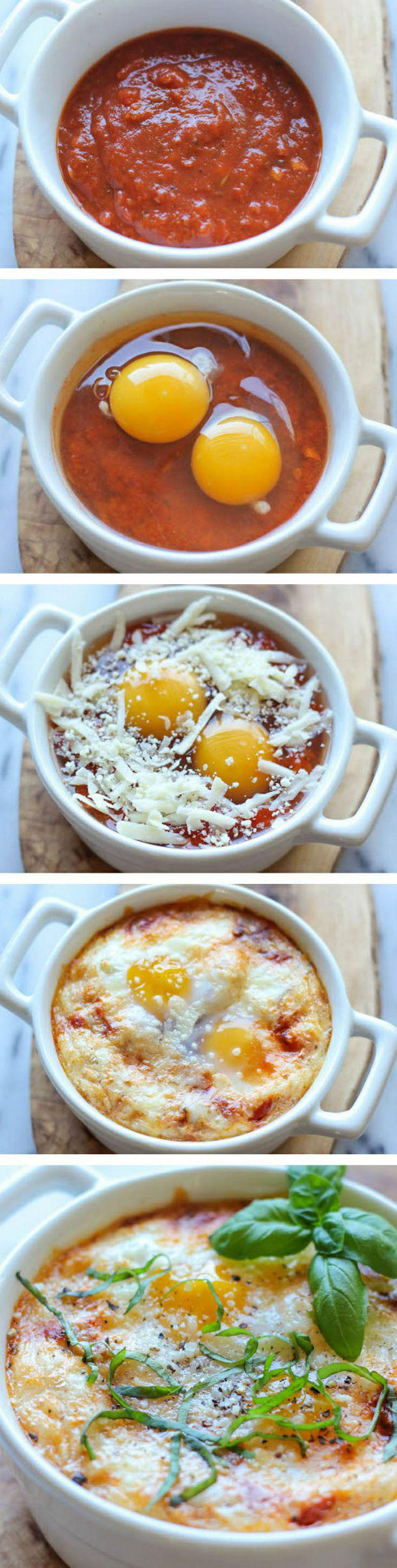 Jajko na sosie pomidorowym pod pierzynką serową 