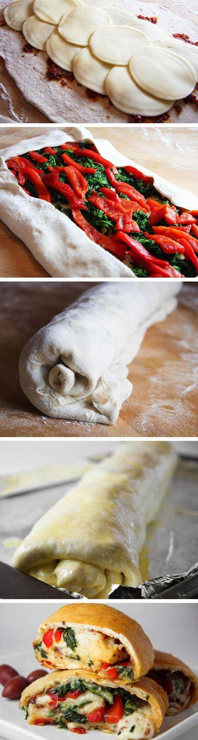 Roladka szpinakowo serowo paprykowa 