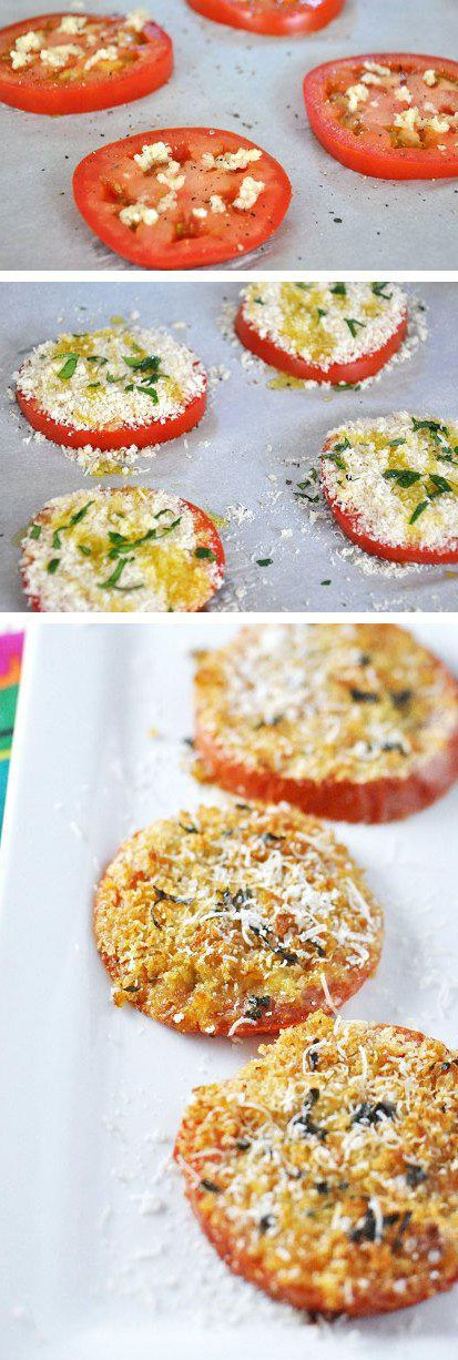 Pomidor z czosnkiem i parmezanem - super przekąska