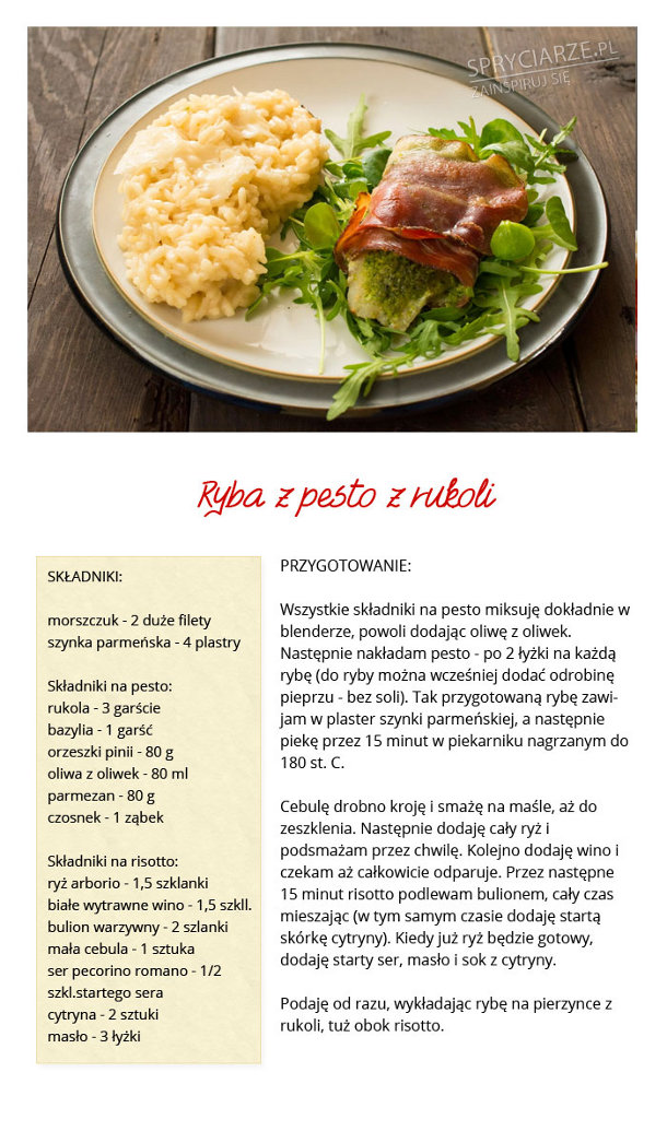 Ryba z pesto z rukoli