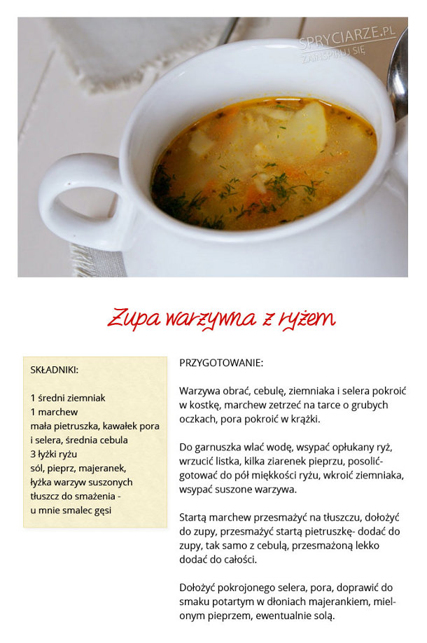 Zupa warzywna z ryżem