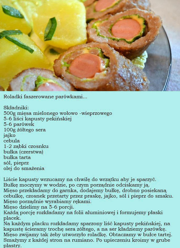 Roladki faszerowane parówkami