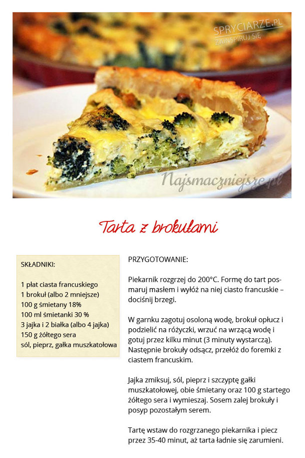 Przepis na tartą z brokułami