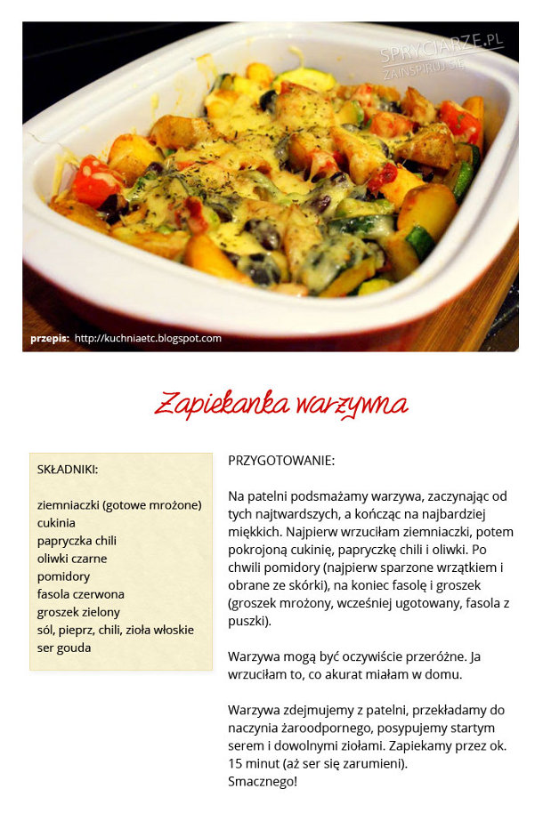 Przepis na zapiekankę z warzyw