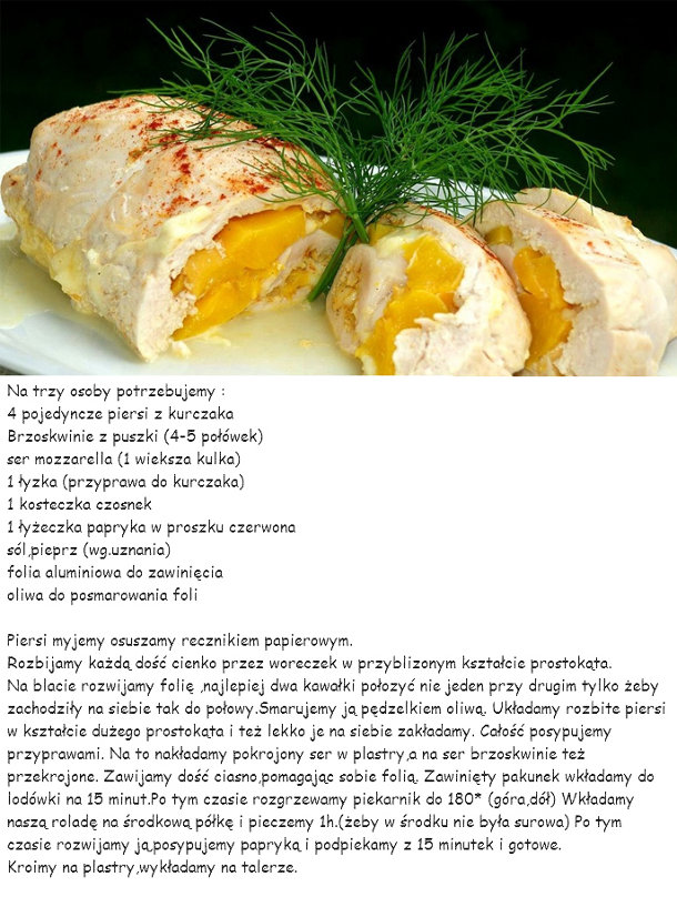 Roladki z piersi kurczaka z brzoskwinią 