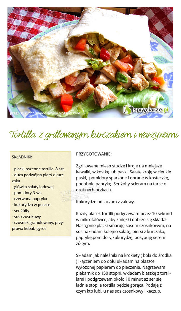 Tortilla z grillowanym kurczakiem i warzywami