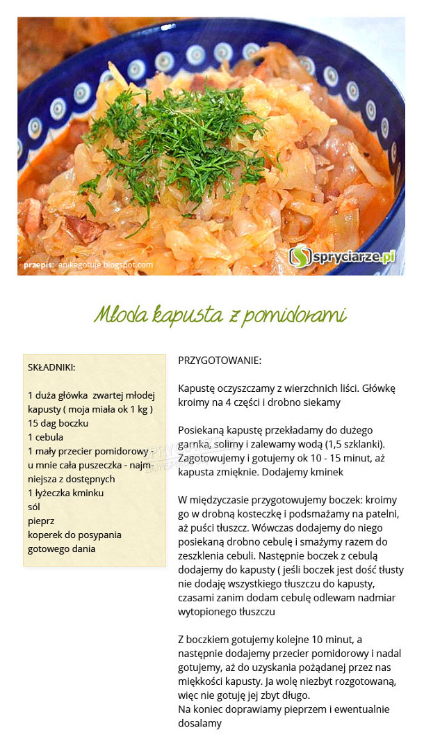 Przepis na młodą kapustę z pomidorami 