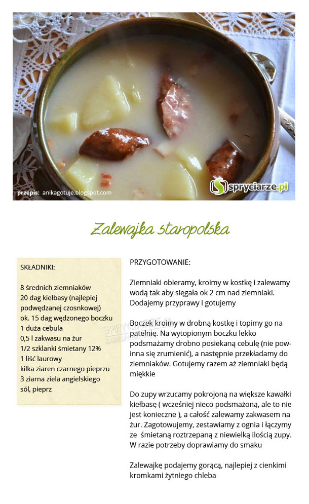 Przepis na zalewajkę staropolską 
