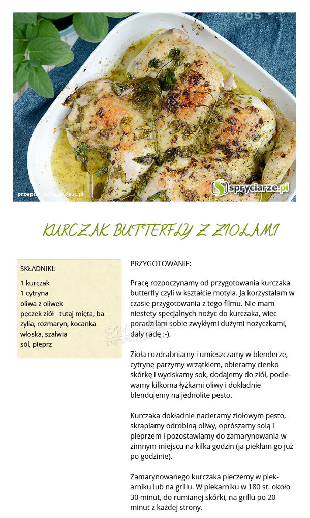 Przepis na kurczaka butterfly z ziołami 