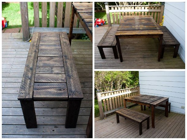 Ogrodowy stół z ławkami DIY