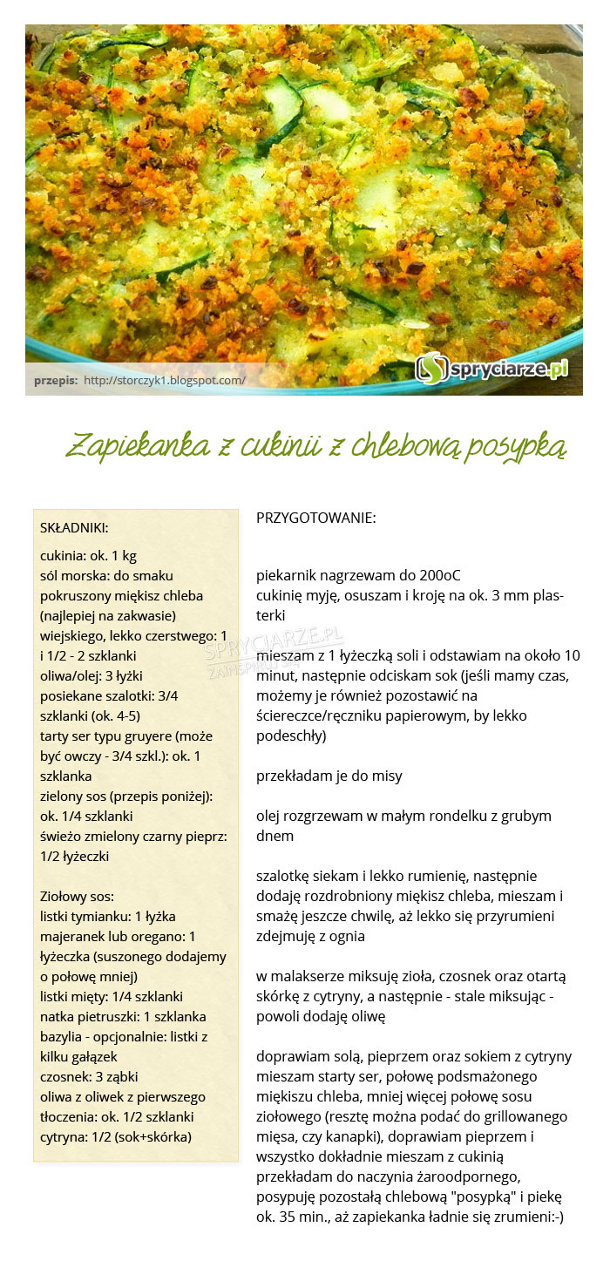 Przepis na zapiekankę z cukinii z chlebową posypką 