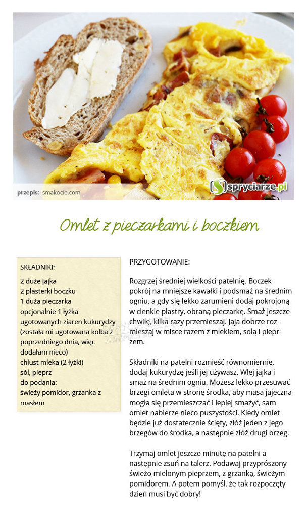 Przepis na omlet z pieczarkami i boczkiem