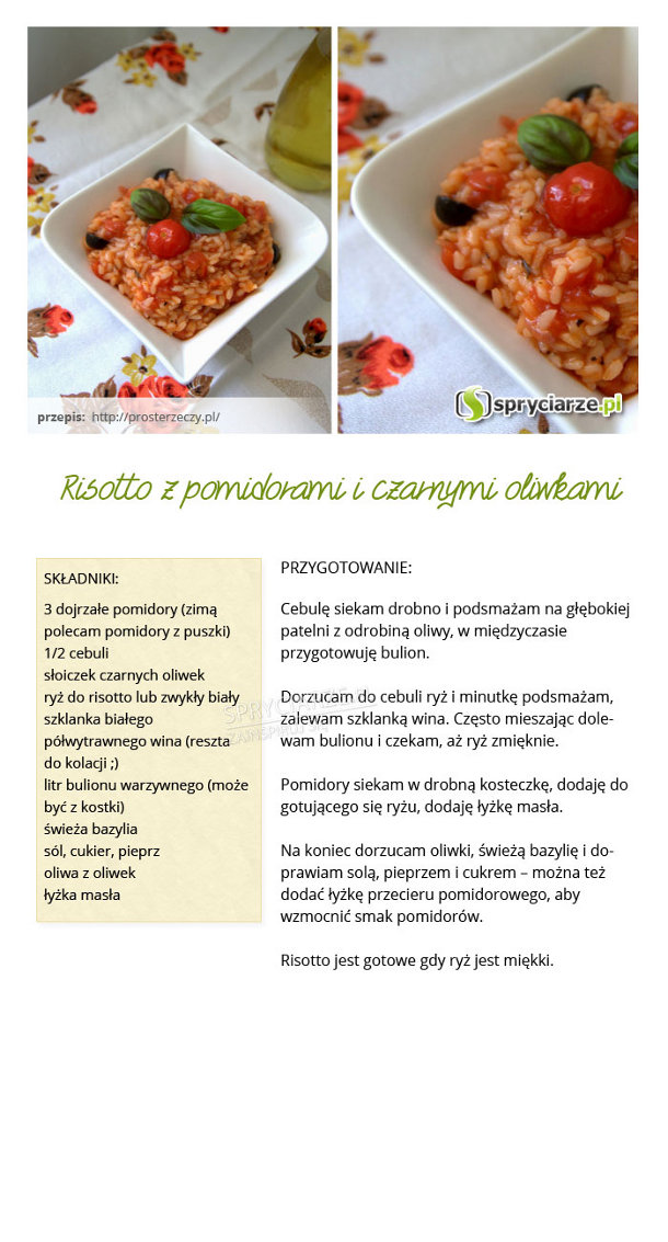 Przepis na risotto z pomidorami i czarnymi oliwkami