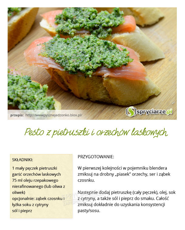 Przepis na pesto z pietruszki i orzechów laskowych