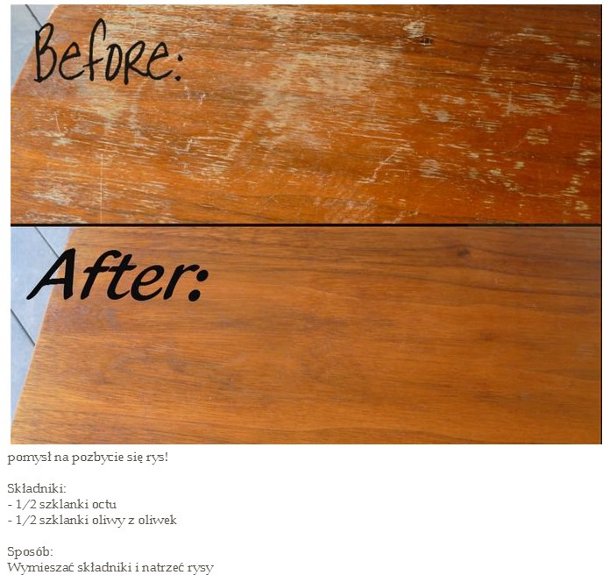 Płyn, który pomoże Ci pozbyćsię rys na drewnie