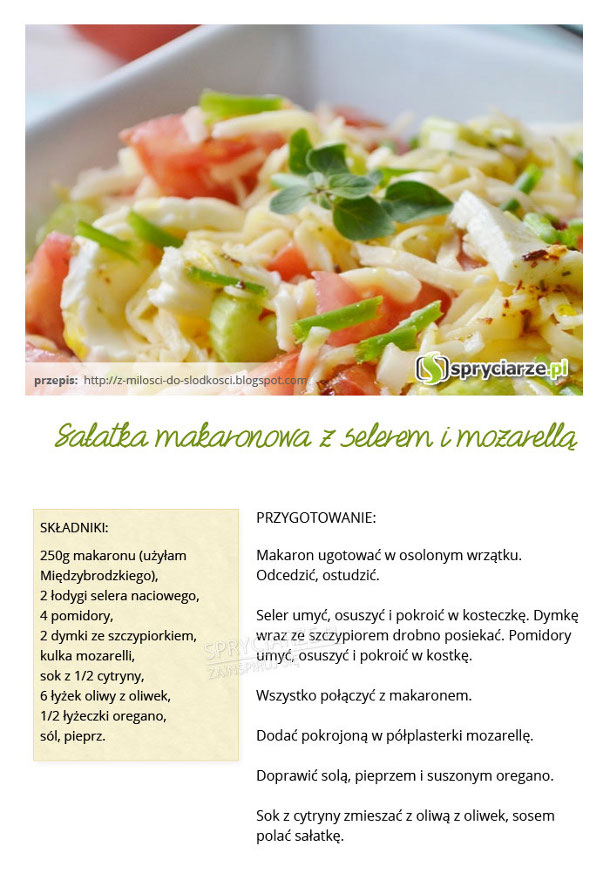Przepis na sałatkę makaronową z selerem i mozzarellą