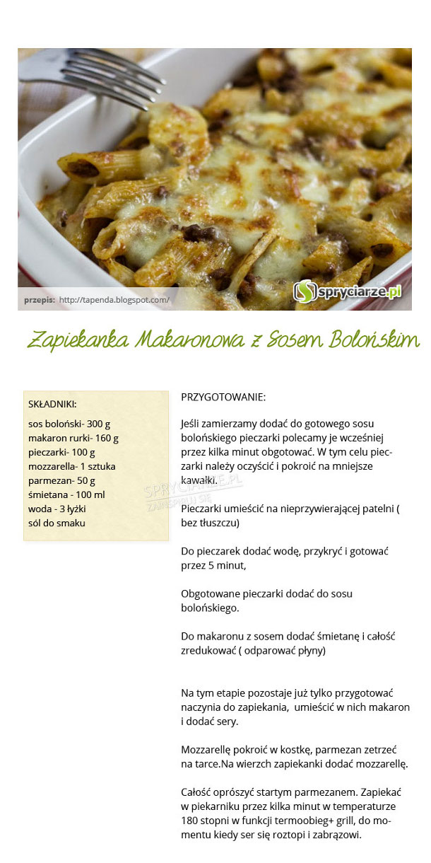 Przepis na zapiekankę makaronową z sosem bolońskim