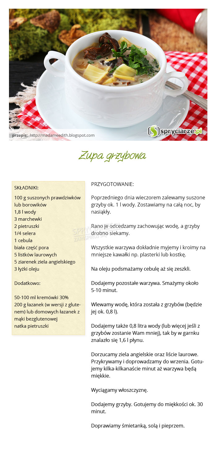 Przepis na zupę grzybową