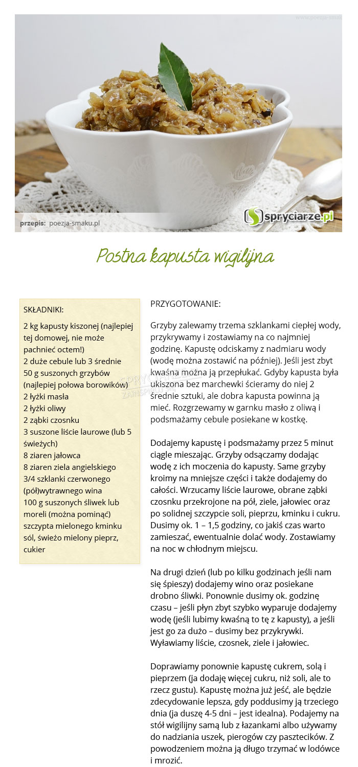 Przepis na postną kapustę wigilijną