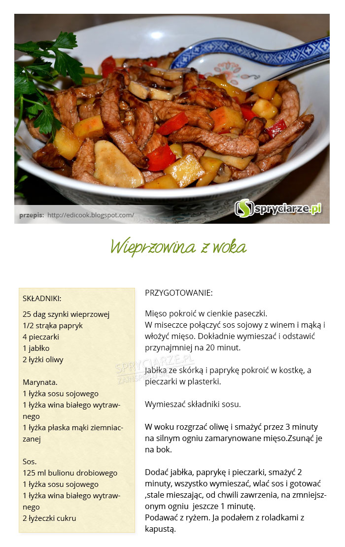 Przepis na wieprzowinę z woka