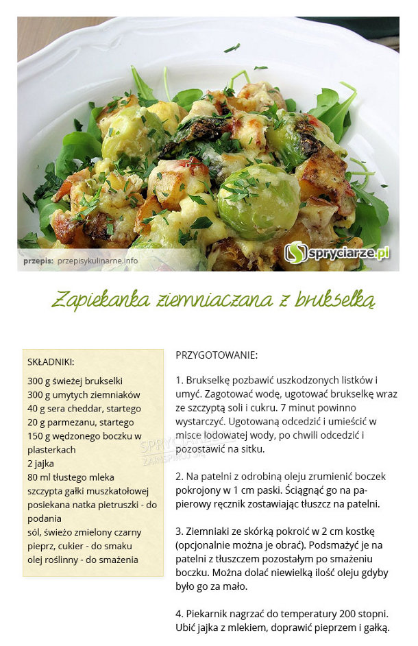 Przepis na zapiekankę ziemniaczaną z brukselką