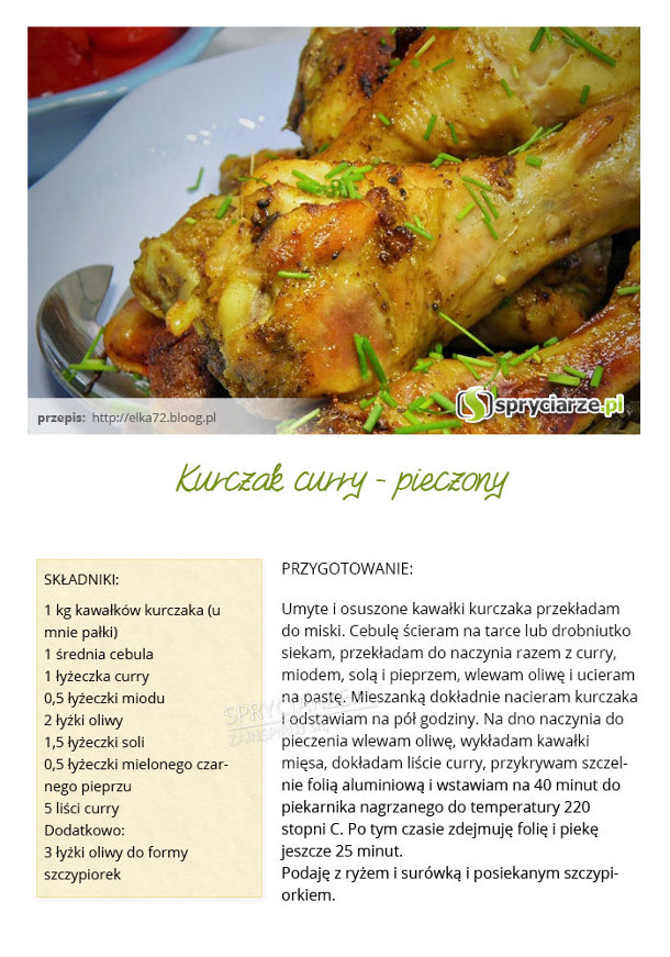 Przepis na kurczak curry - pieczony