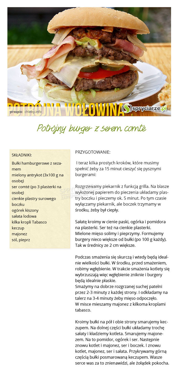 Przepis na potrójny burger z serem comte