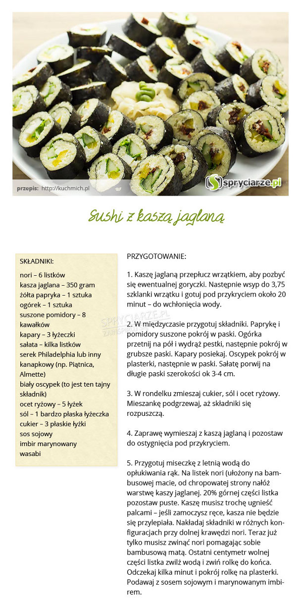 Przepis na sushi z kasza jaglaną