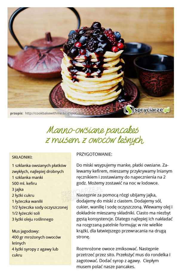 Przepis na manno-owsiane pancakes