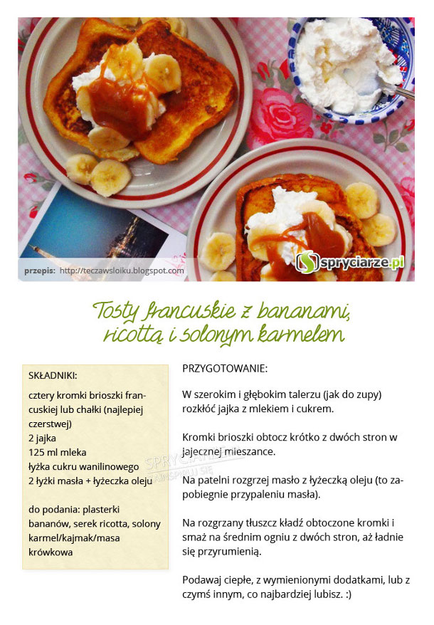 Przepis na tosty francuskie z bananami, ricottą i solonym karmelem