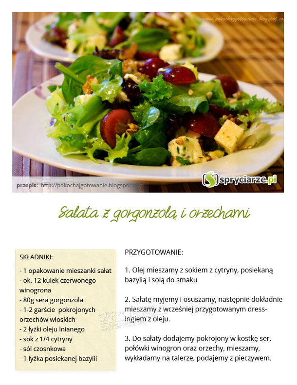 Przepis na sałatkę z gorgonzolą i orzechami