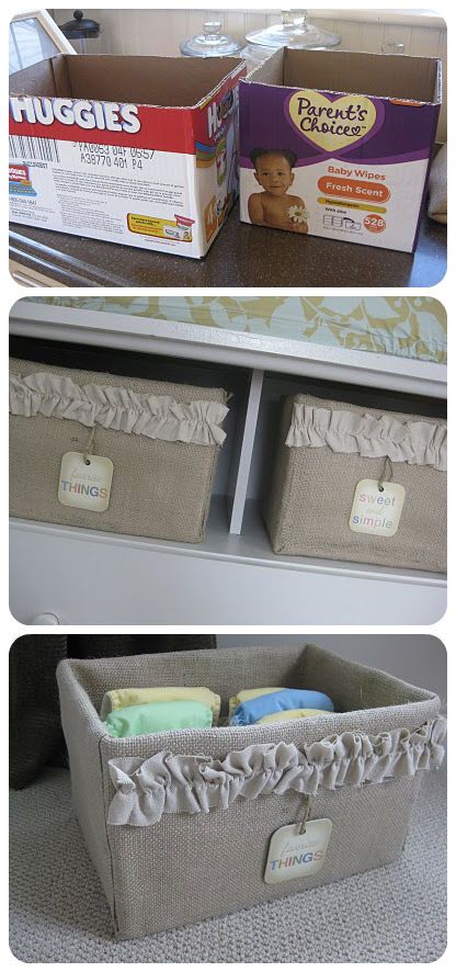Dekoracyjne pudełka z kartonów po pieluszkach