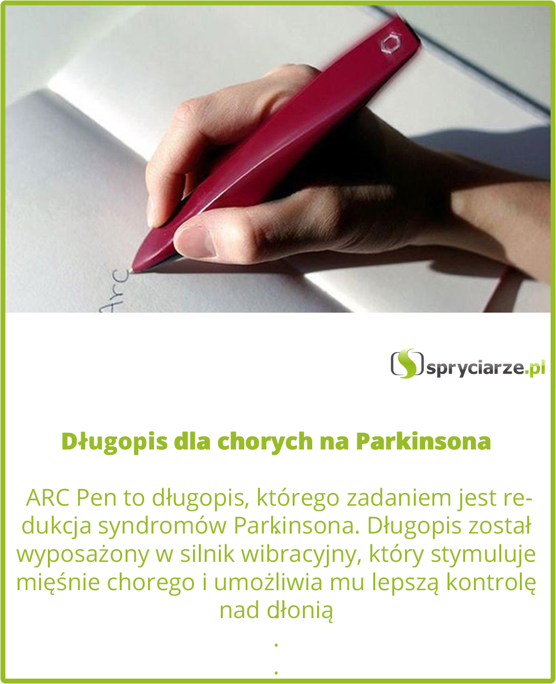 Długopis dla chorych na Parkinsona