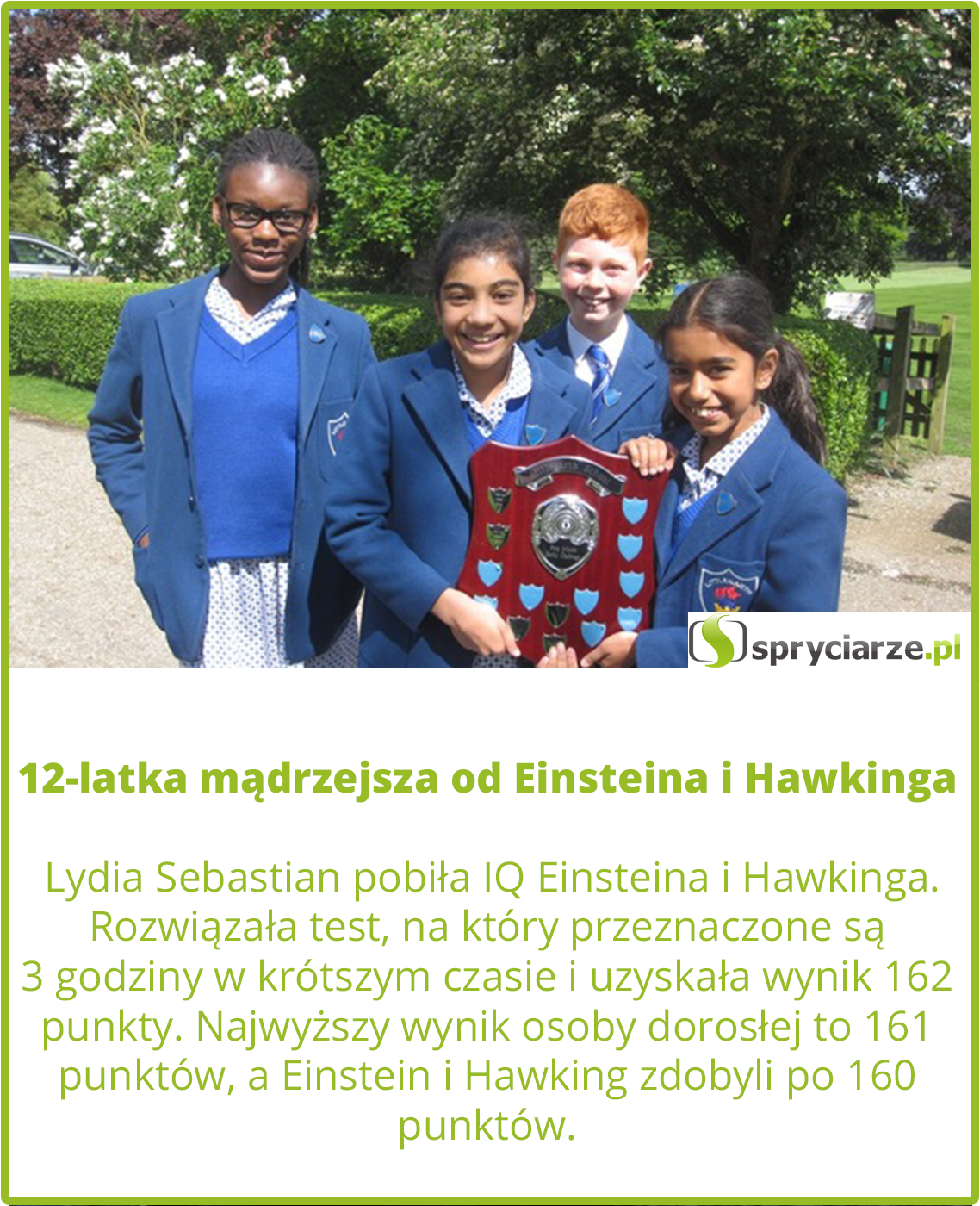 12-latka mądrzejsza od Einsteina i Hawkinga