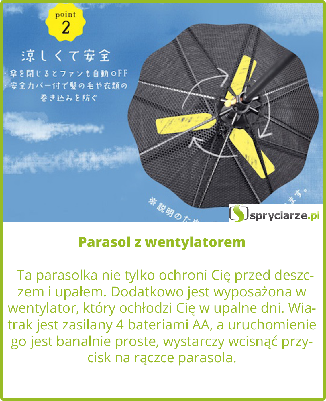 Parasol z wentylatorem