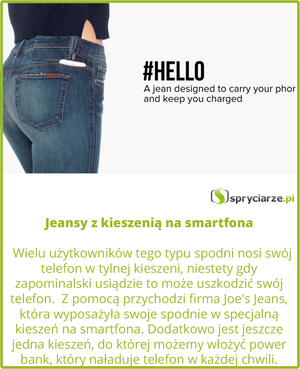 Jeansy z kieszenią na smartfona